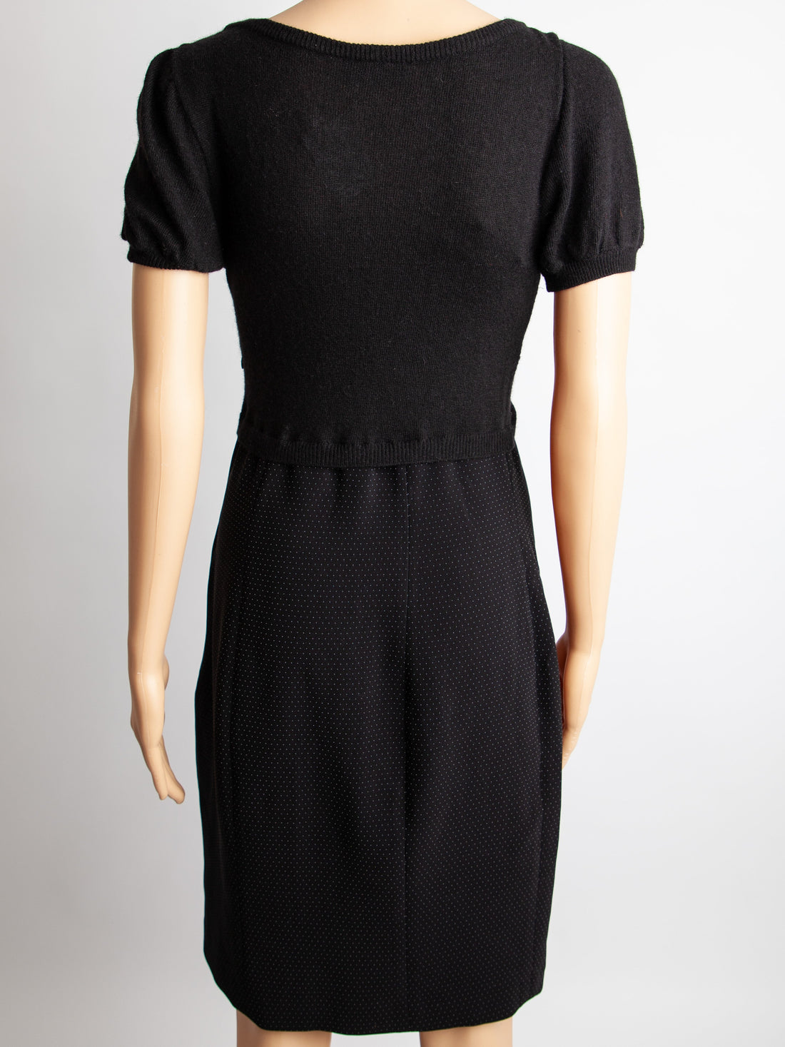 Good Moschino Black Dress M Polyester Knitted Top with Dotted Skirt