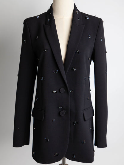 Good Condition Pinko Black Polyester Blazer with Bead Embellishments