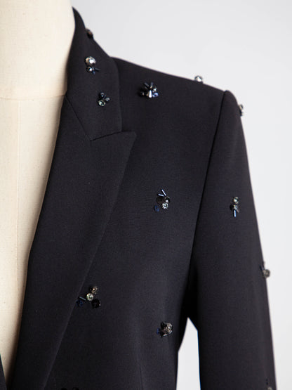 Good Condition Pinko Black Polyester Blazer with Bead Embellishments