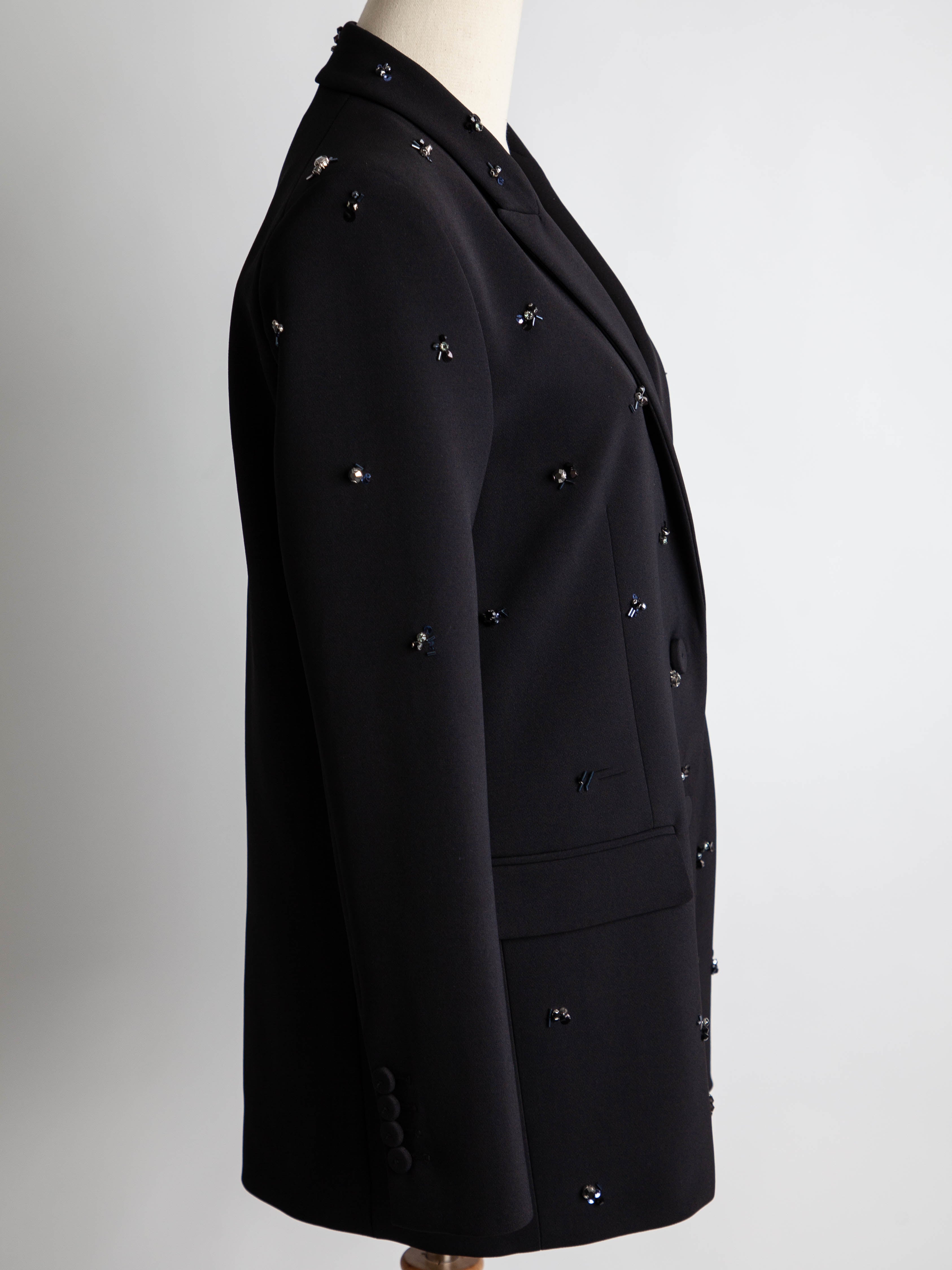 Good Condition Pinko Black Polyester Blazer with Bead Embellishments