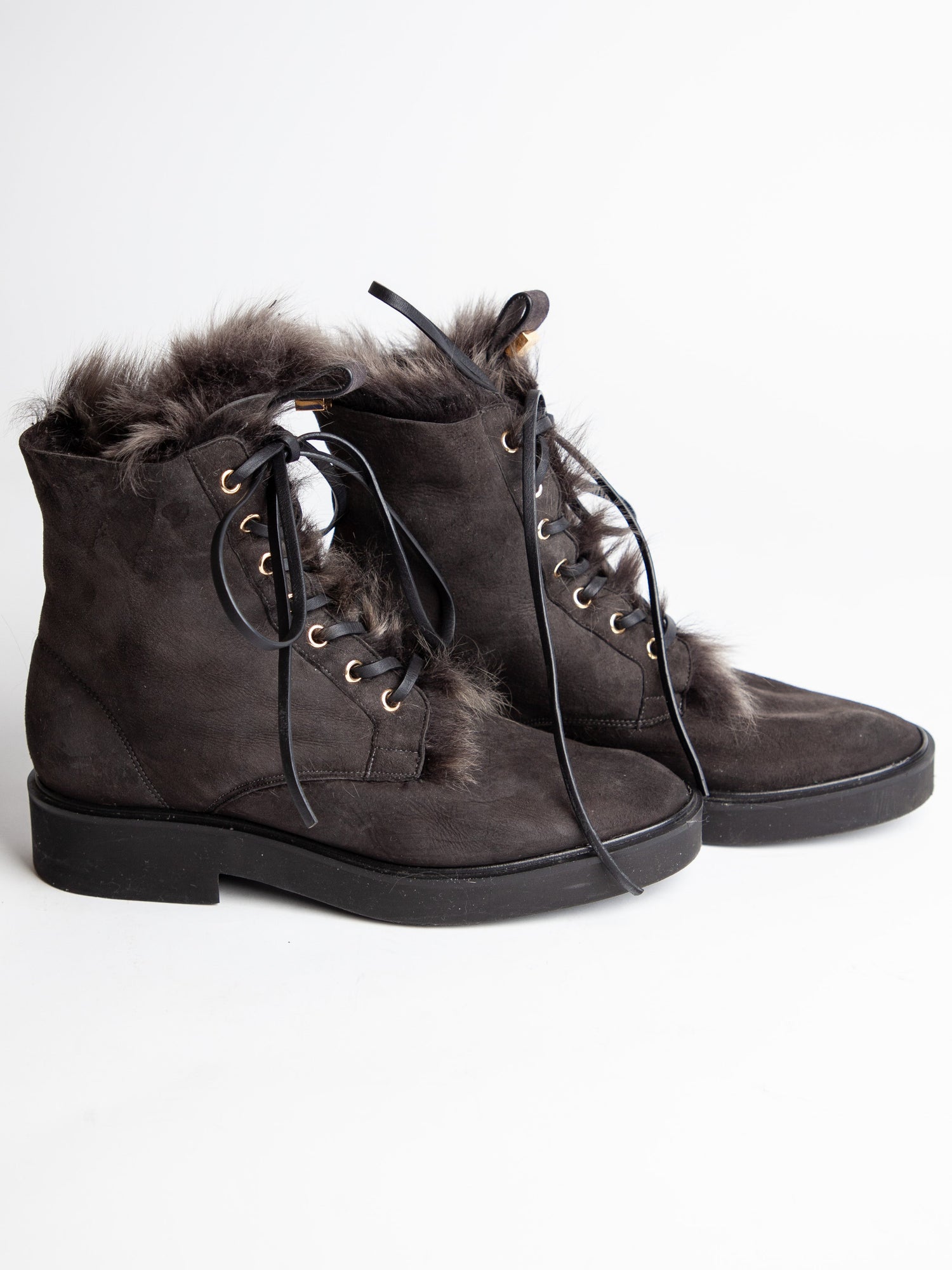 Good Stuart Weitzman Black Genuine Suede Lace-Up Boots Size 39