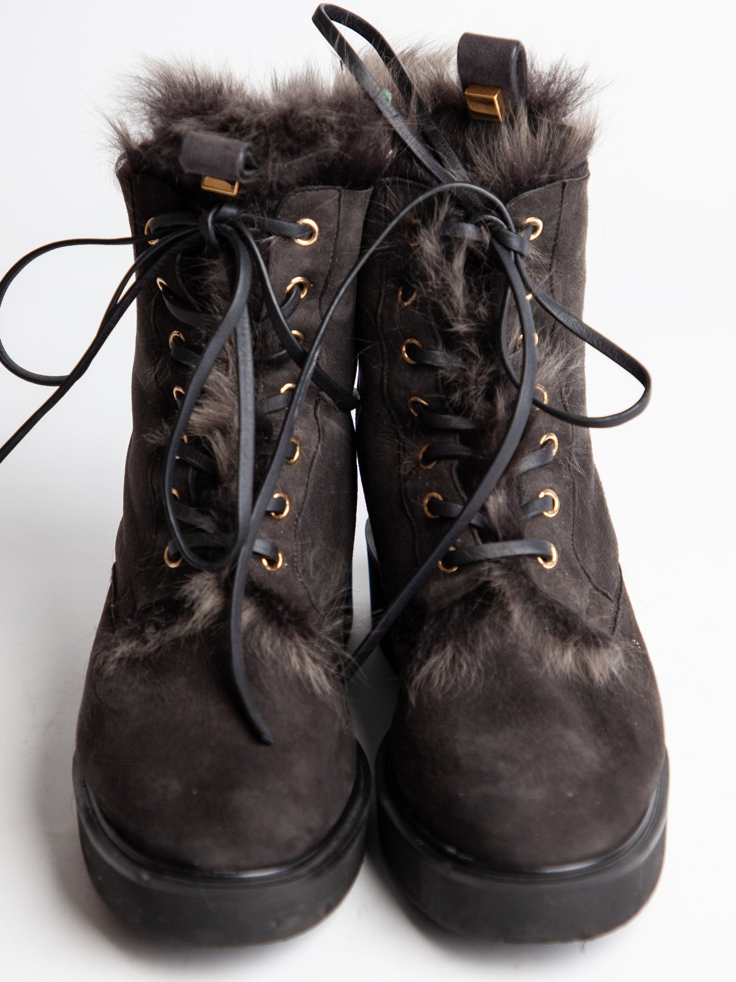 Good Stuart Weitzman Black Genuine Suede Lace-Up Boots Size 39