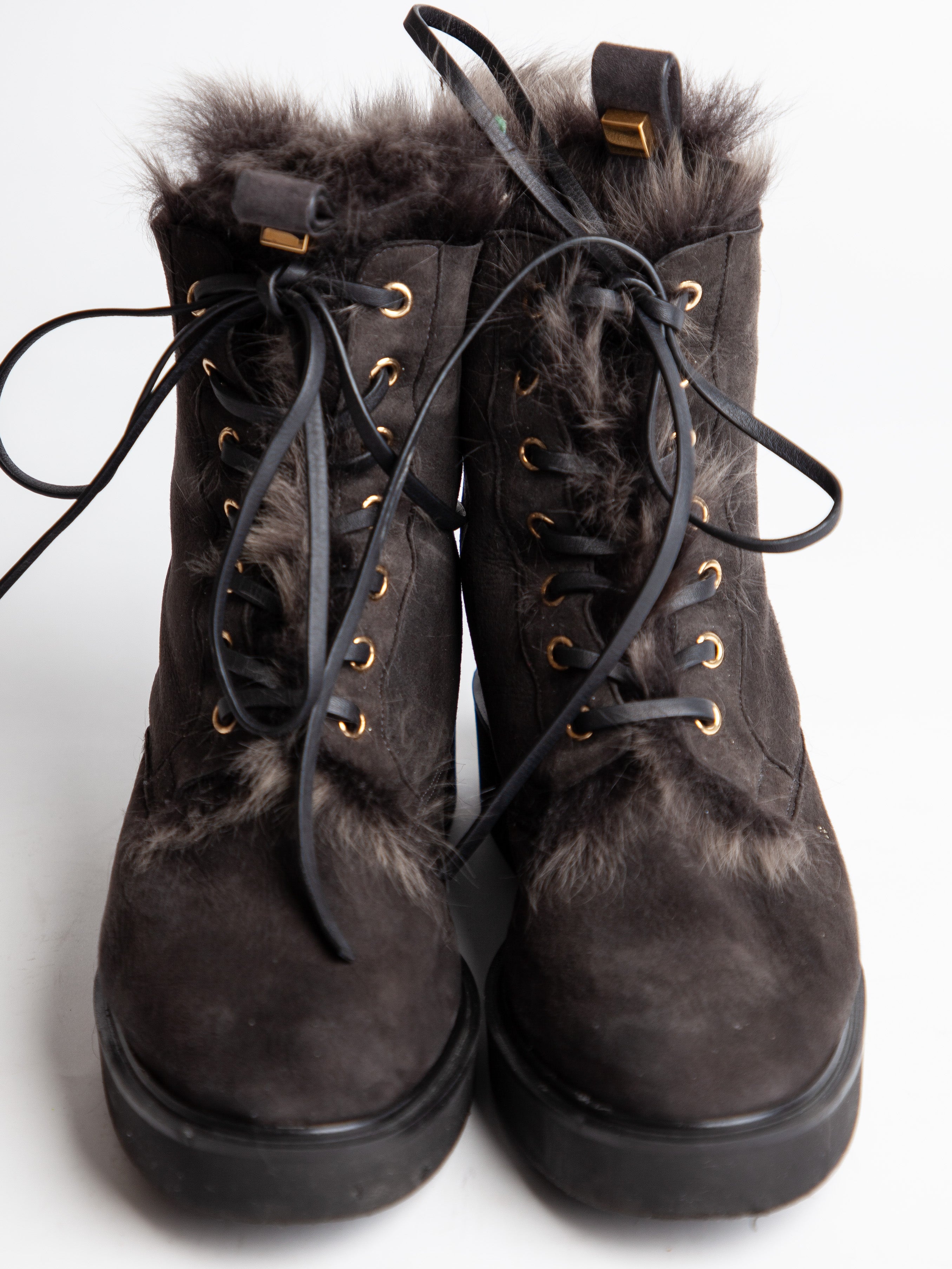 Good Stuart Weitzman Black Genuine Suede Lace-Up Boots Size 39