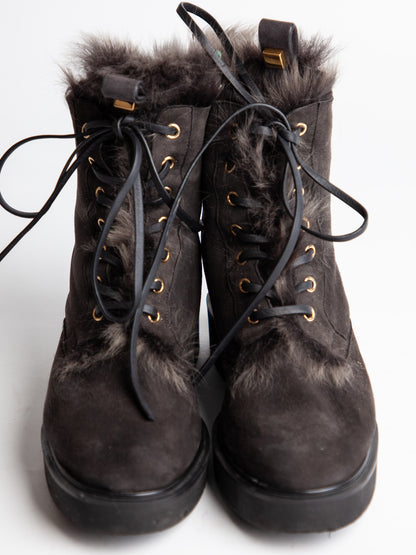 Good Stuart Weitzman Black Genuine Suede Lace-Up Boots Size 39