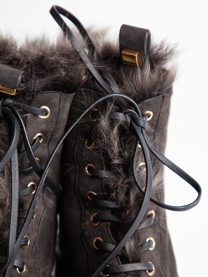 Good Stuart Weitzman Black Genuine Suede Lace-Up Boots Size 39