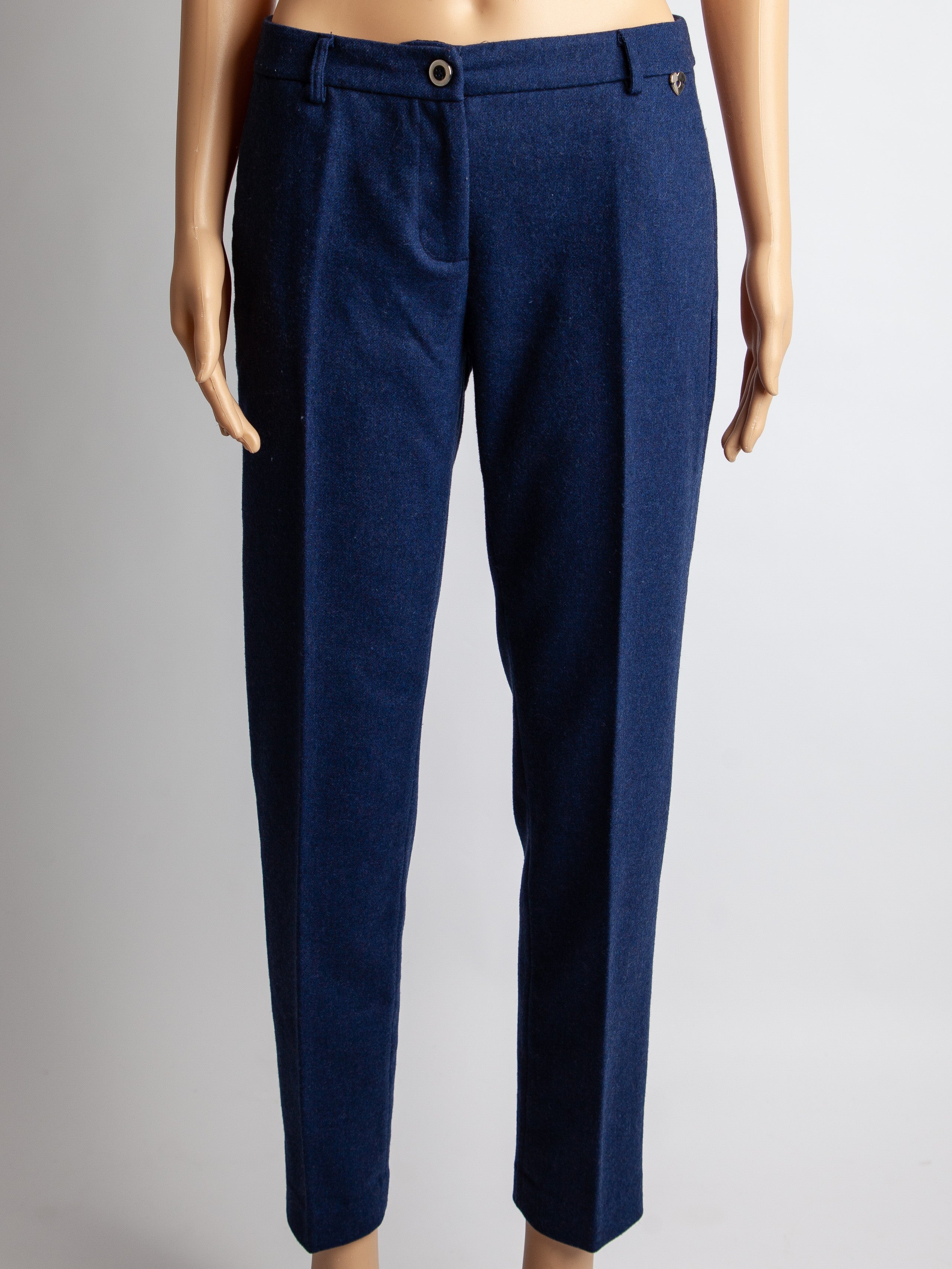 Good TWINSET Blue Polyester Trousers with Heart Detail Size S