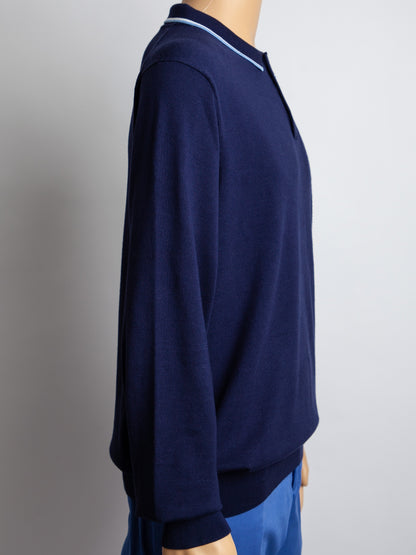 Excellent Christiano Baldinucci XL Blue Long Sleeve Polo Shirt