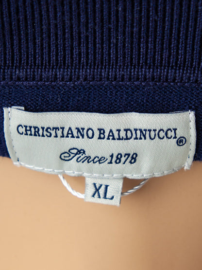 Excellent Christiano Baldinucci XL Blue Long Sleeve Polo Shirt