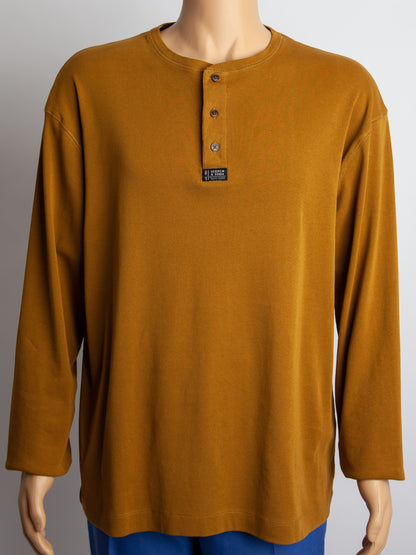 Excellent Scotch&amp;Soda Orange Long Sleeve Henley Shirt Size XXL