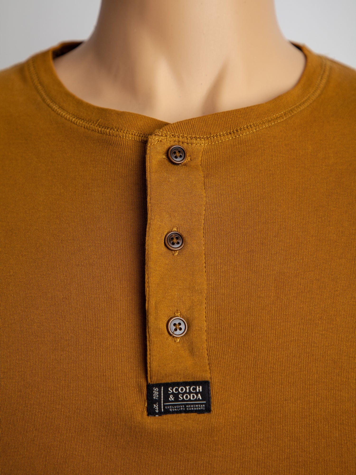 Excellent Scotch&amp;Soda Orange Long Sleeve Henley Shirt Size XXL