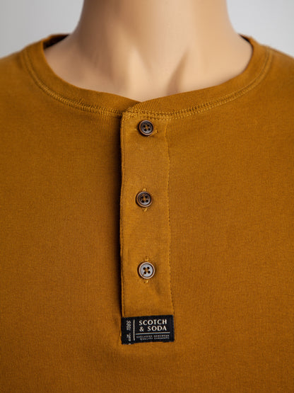 Excellent Scotch&amp;Soda Orange Long Sleeve Henley Shirt Size XXL