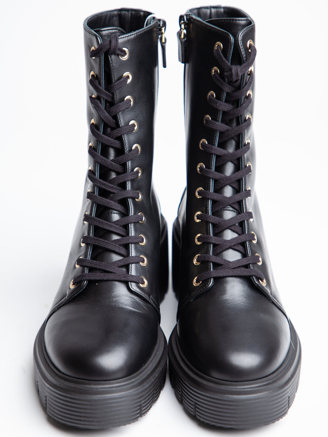 Excellent Stuart Weitzman Black Leather Combat Boots Size 40