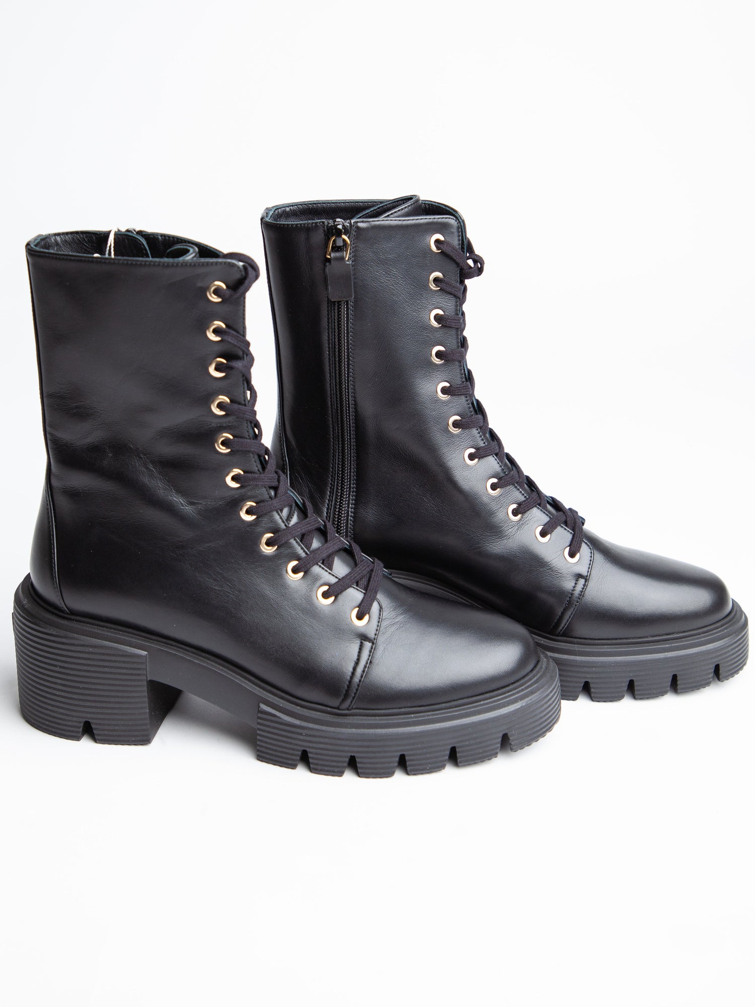 Excellent Stuart Weitzman Black Leather Combat Boots Size 40