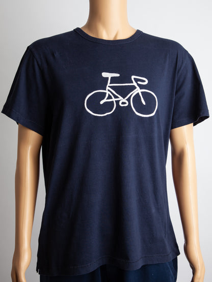 Good French Connection Blue Cotton T-shirt XL Bicycle Design