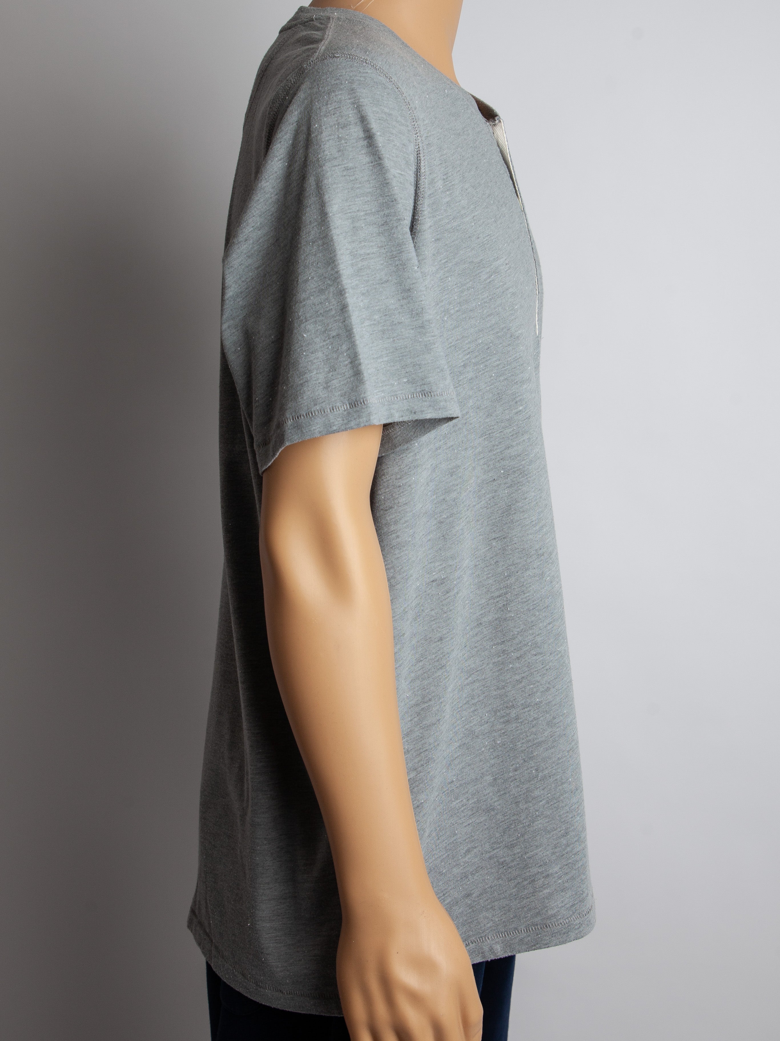 Good Billy Reid Gray Short-Sleeve Henley Shirt Size XL