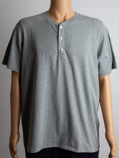 Good Billy Reid Gray Short-Sleeve Henley Shirt Size XL