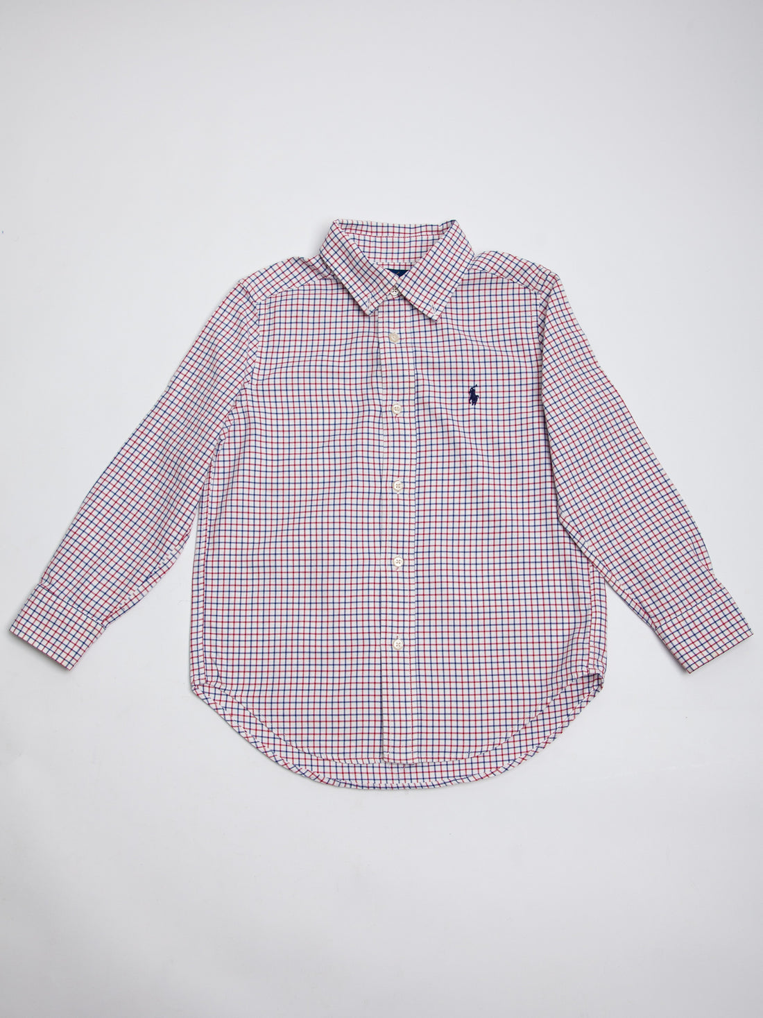 Good Ralph Lauren White Cotton Checkered Shirt for Kids Size 5