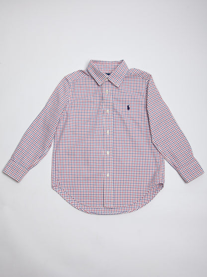 Good Ralph Lauren White Cotton Checkered Shirt for Kids Size 5