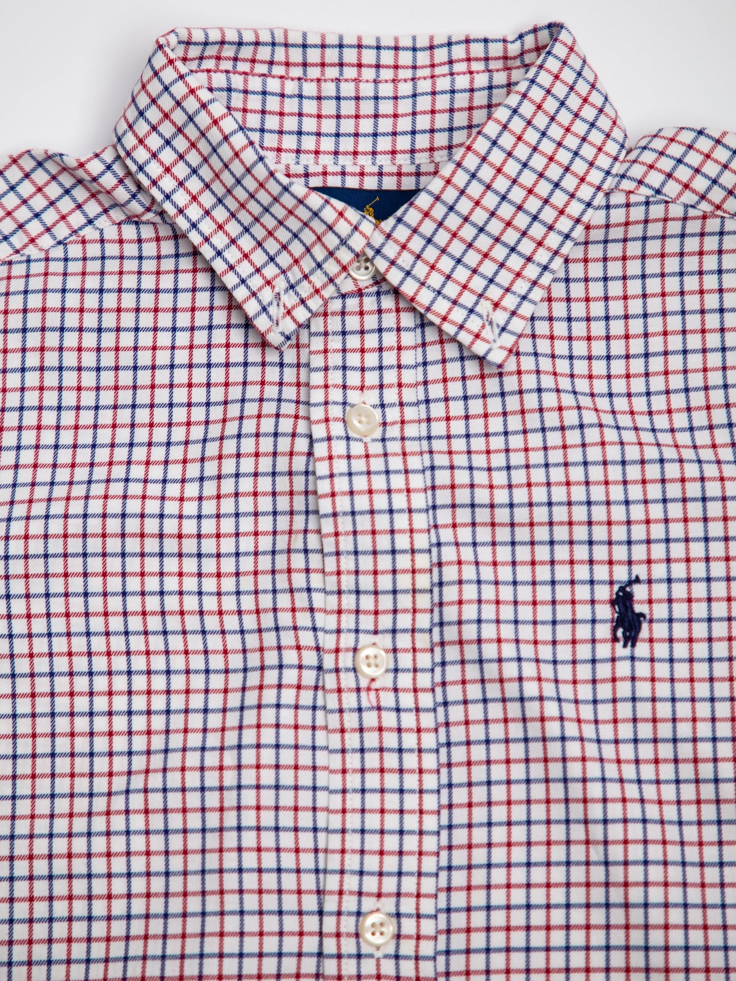 Good Ralph Lauren White Cotton Checkered Shirt for Kids Size 5