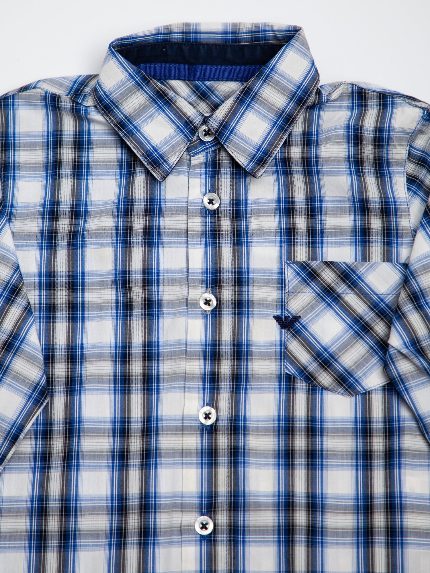 Average Armani Exchange Blue Cotton Plaid Shirt for Kids Size 2