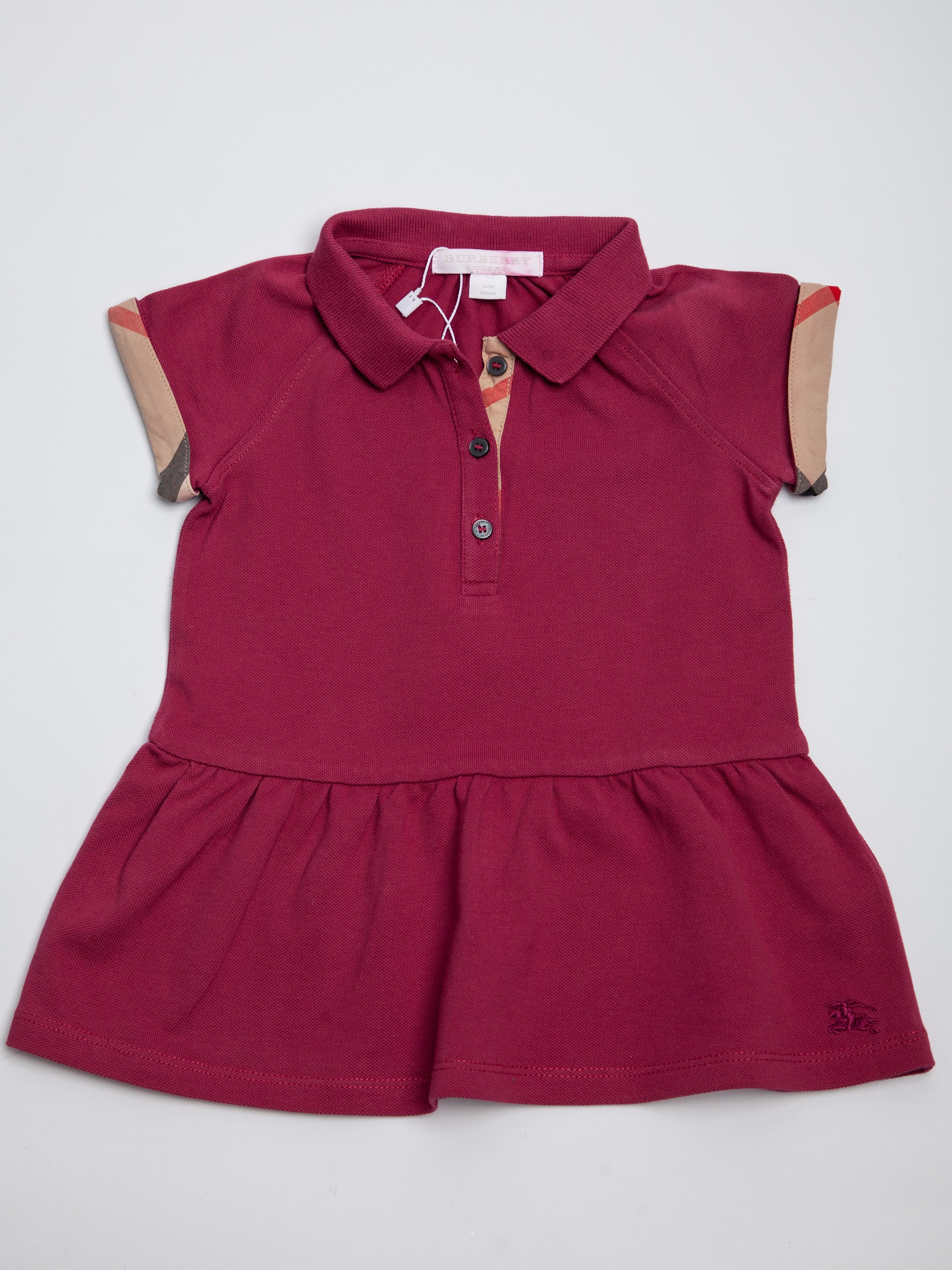 Good Burberry Pink Cotton Dress Size 2 For Kids with Plaid Cuffs