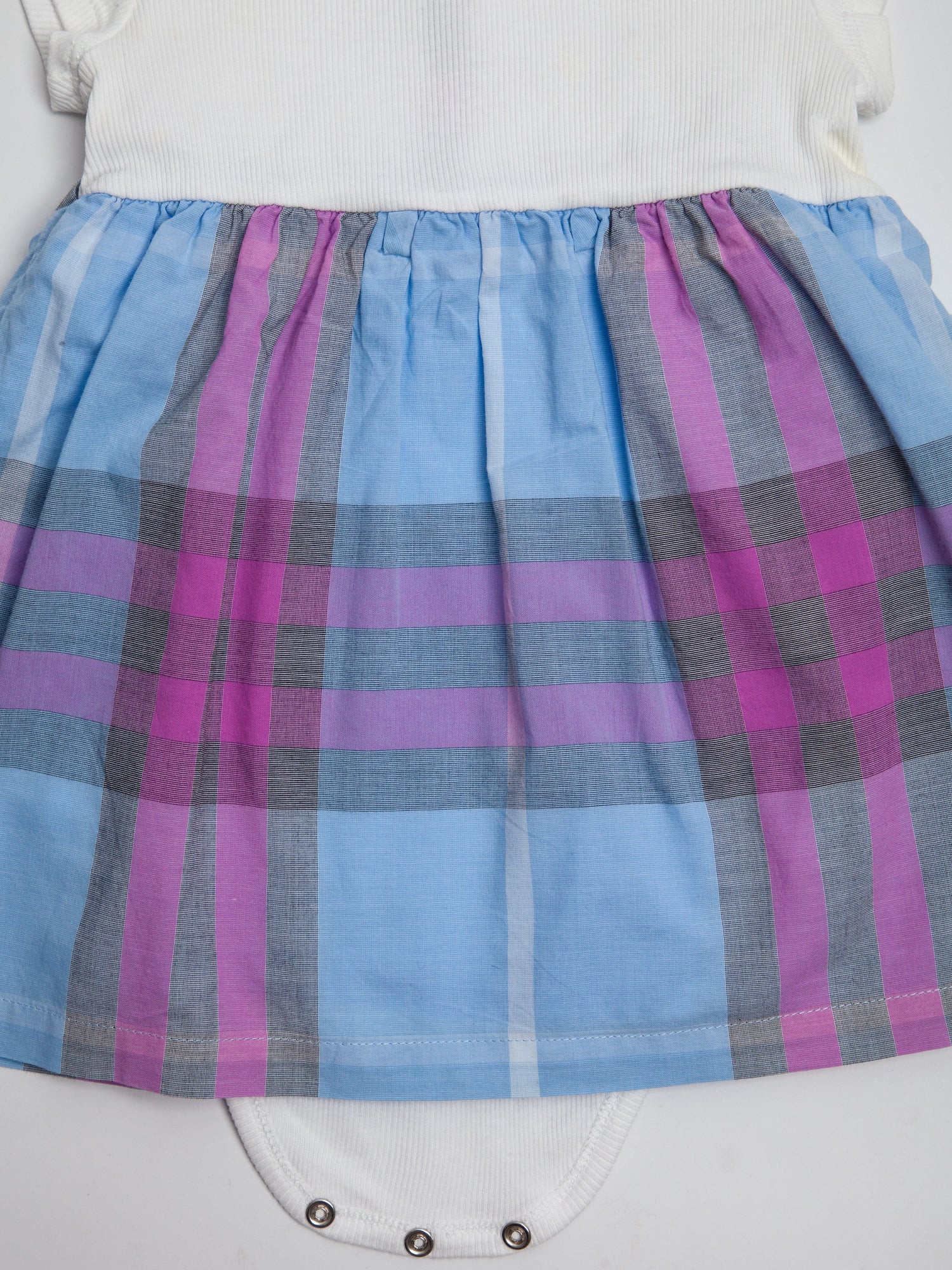 Good Burberry White Cotton Baby Dress Size 2 Plaid Pattern