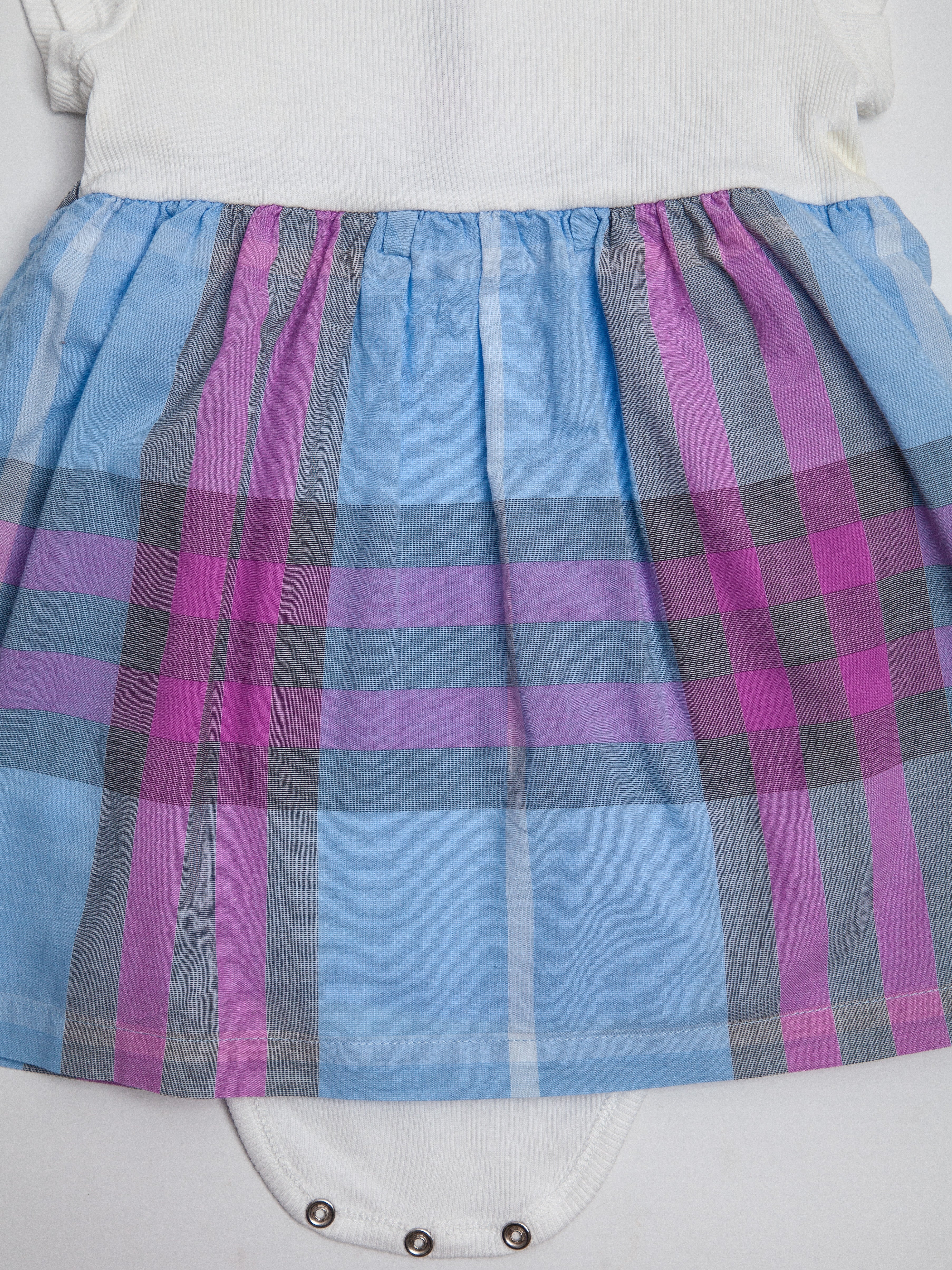 Good Burberry White Cotton Baby Dress Size 2 Plaid Pattern