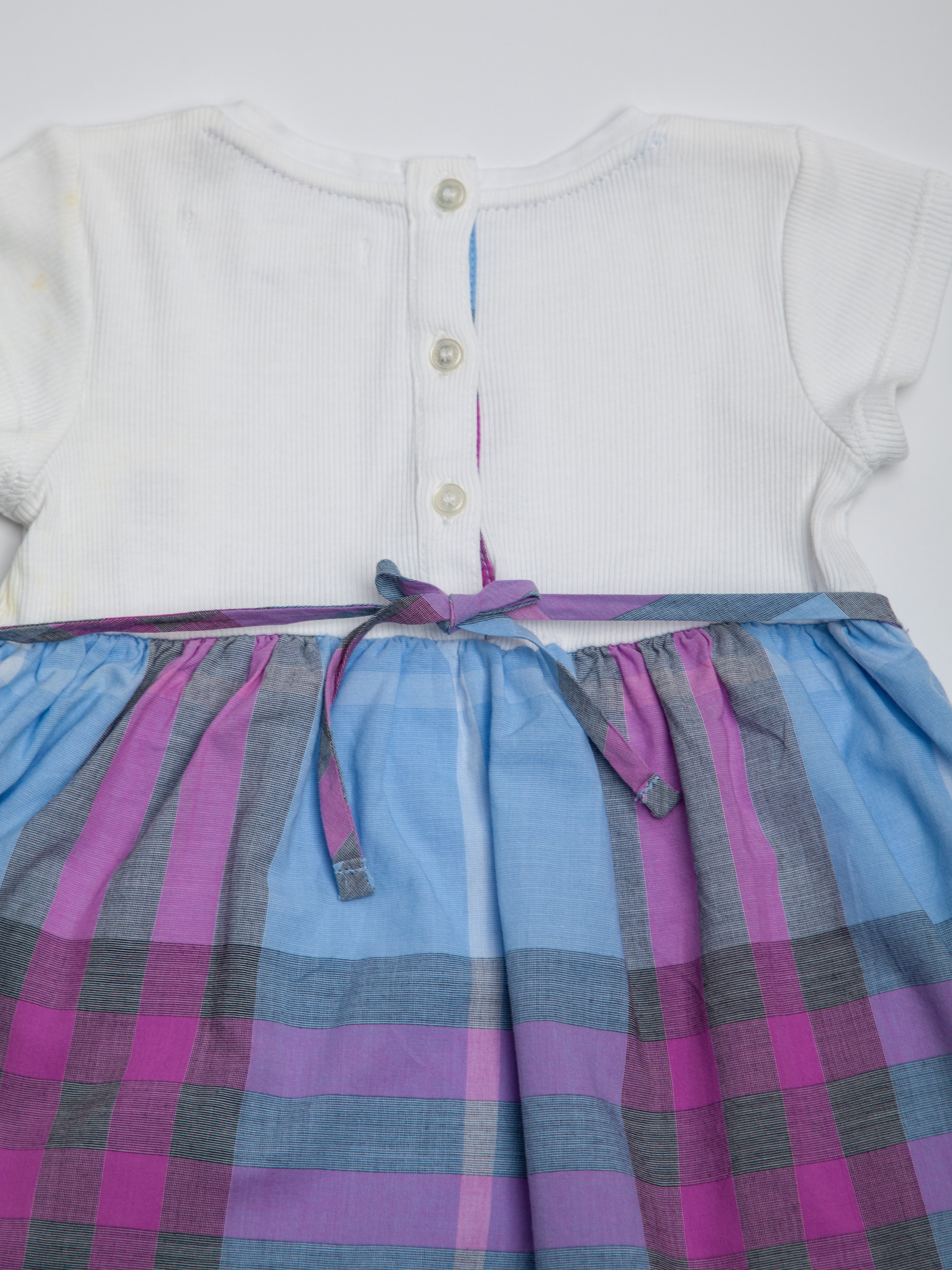 Good Burberry White Cotton Baby Dress Size 2 Plaid Pattern