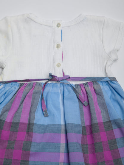 Good Burberry White Cotton Baby Dress Size 2 Plaid Pattern