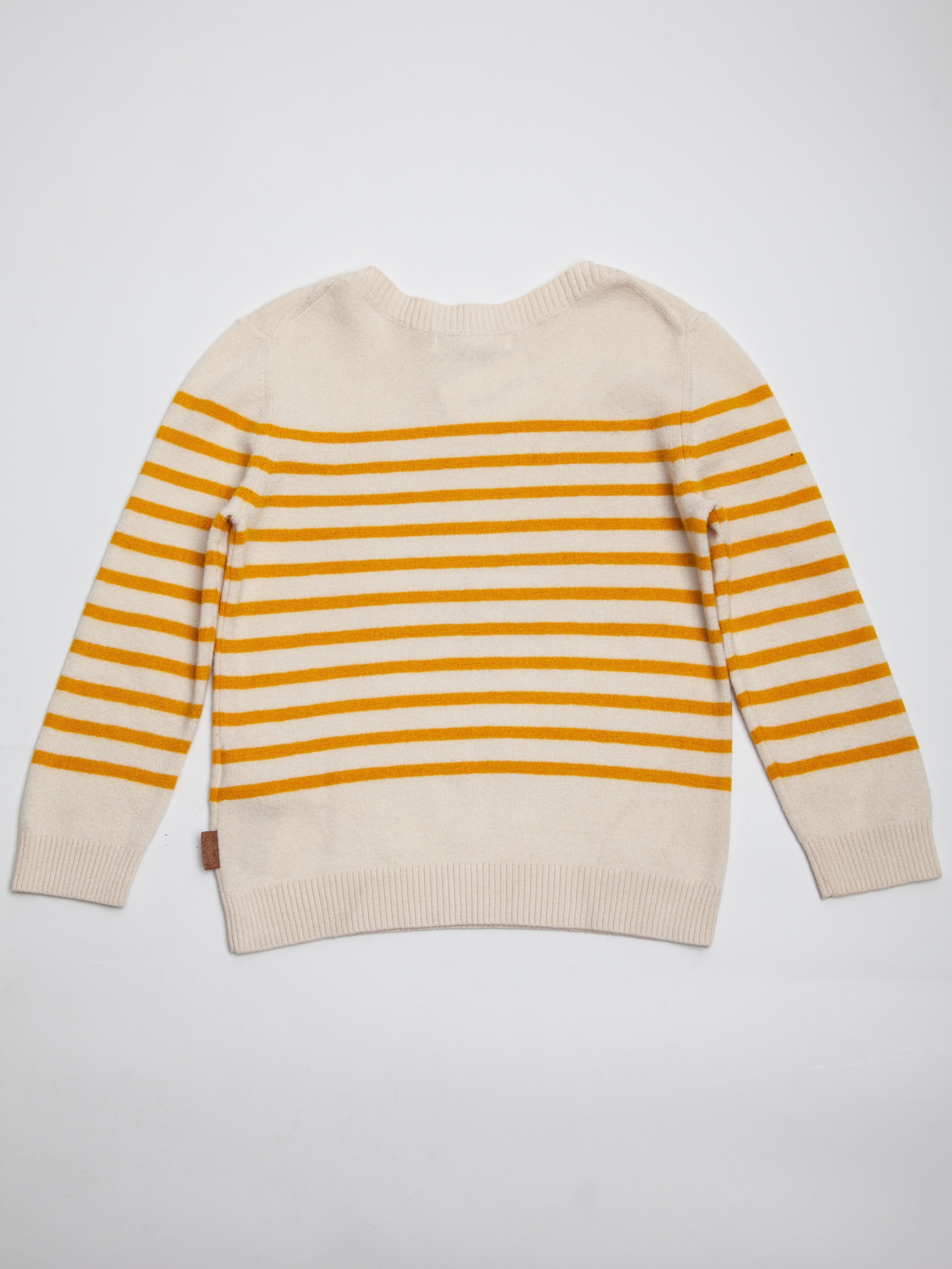 Burberry White Cotton Sweater for Kids with Yellow Stripes