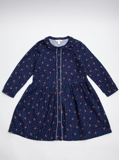 Good The White Company Blue Cotton Dress Size 5 Floral Pattern