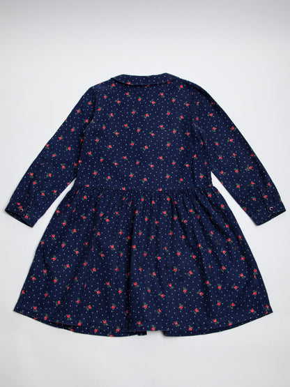 Good The White Company Blue Cotton Dress Size 5 Floral Pattern