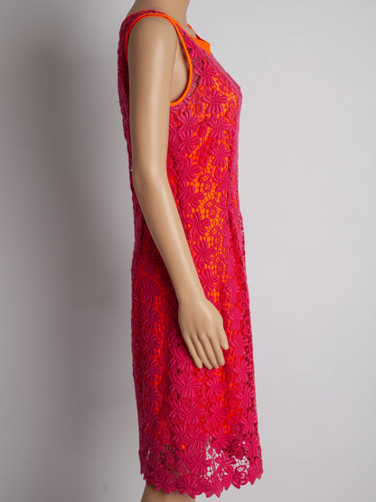 Excellent Elie Tahari Pink Floral Lace Sleeveless Dress Size S