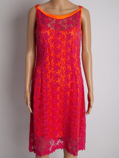 Excellent Elie Tahari Pink Floral Lace Sleeveless Dress Size S