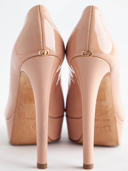 Excellent Dior Pink Lacquer Peep-Toe Pumps Size 36