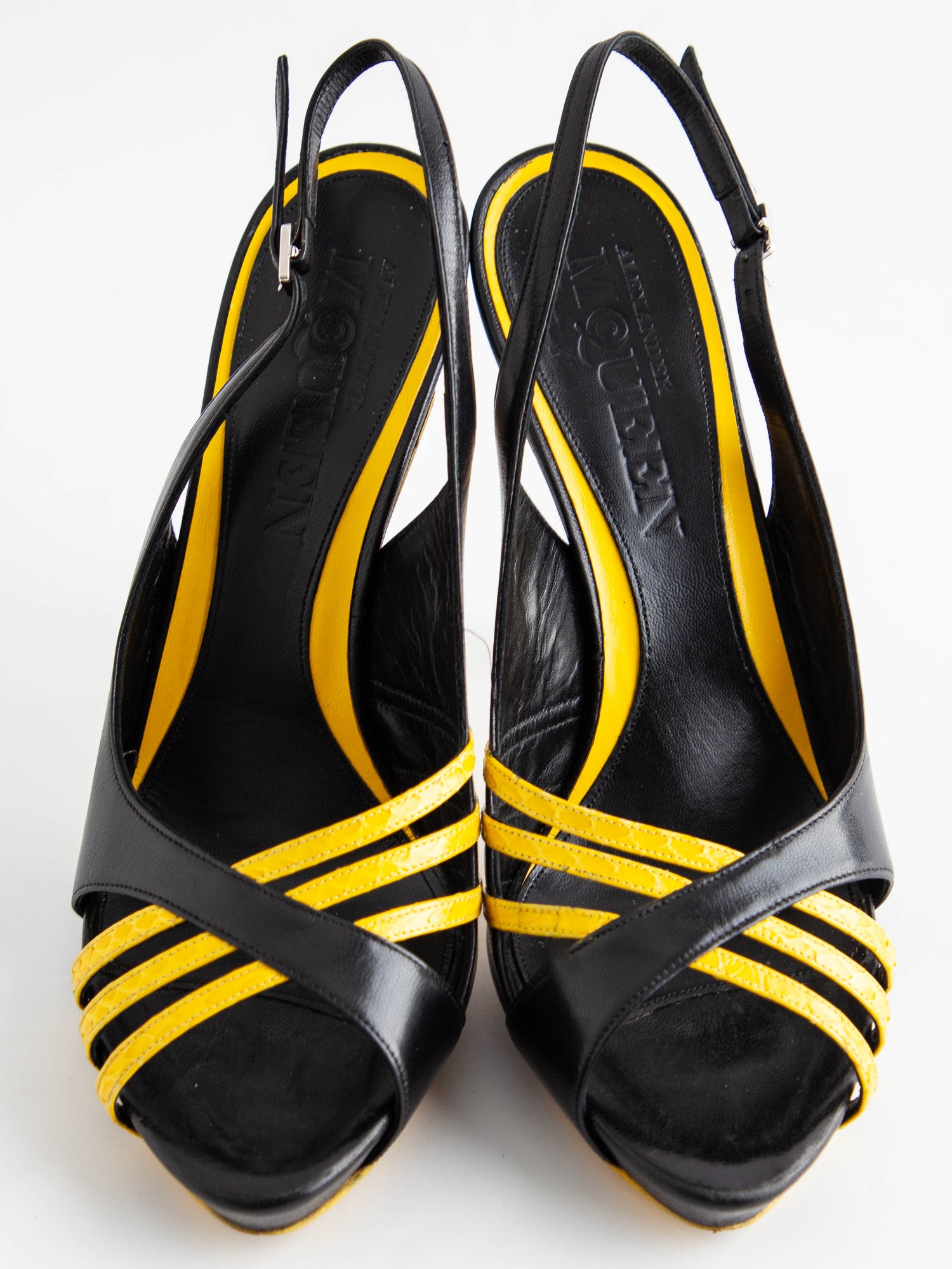 Good Alexander McQueen Combined Leather Slingback High-Heeled Sandals Size 39
