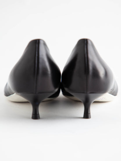 Good MA&amp;LO Black Leather High Heels Size 36 - Kitten Heels