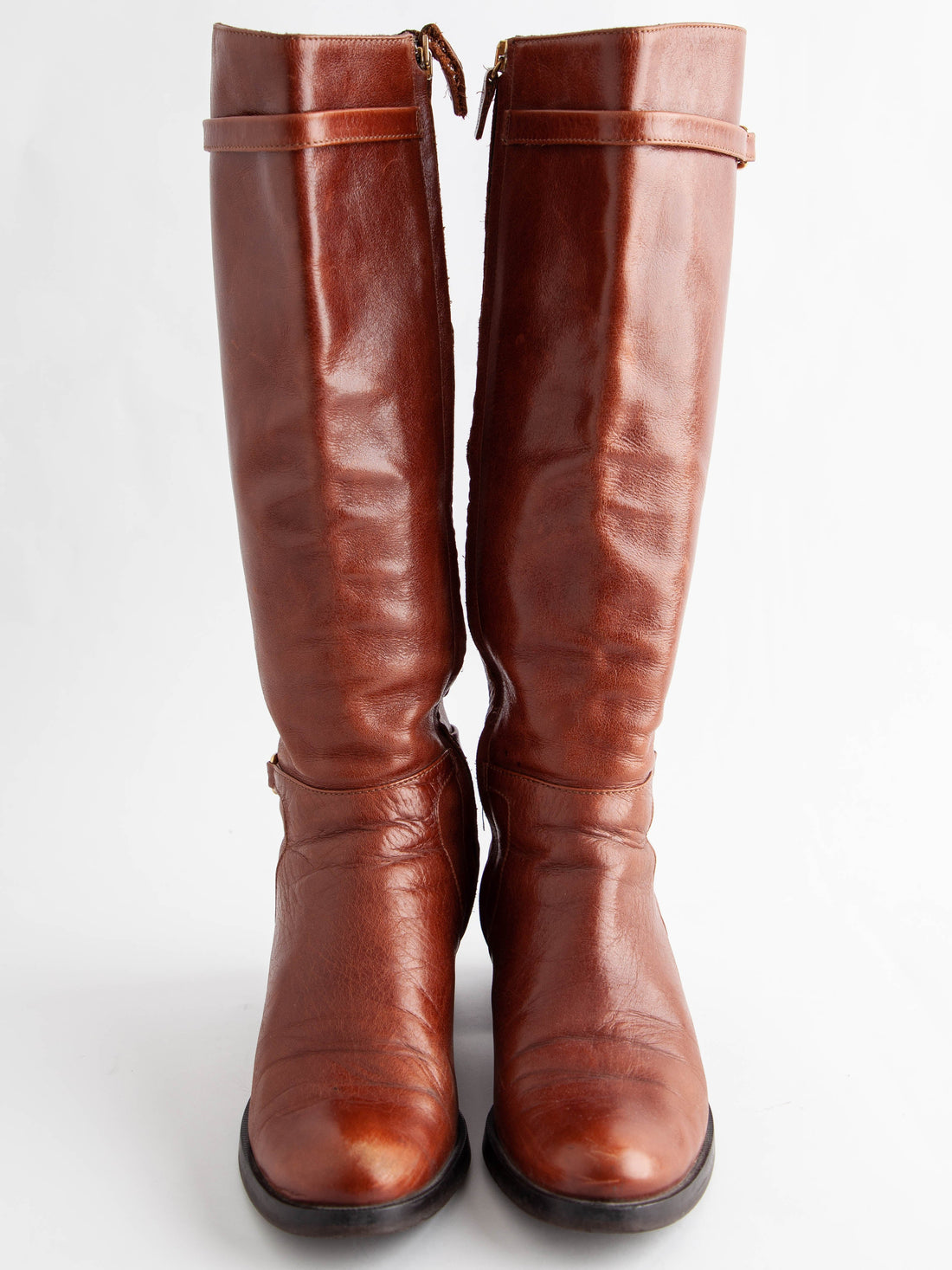 Good L.K.Bennett Orange Leather Knee-High Boots Size 35