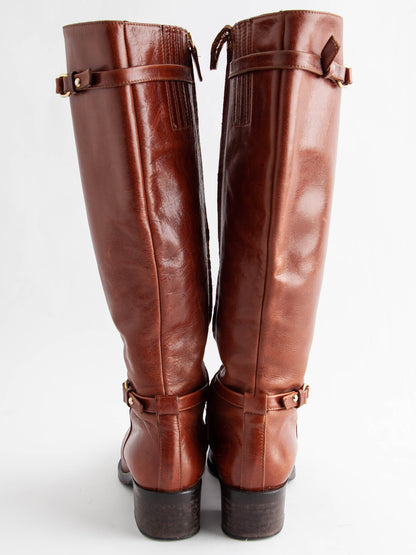 Good L.K.Bennett Orange Leather Knee-High Boots Size 35