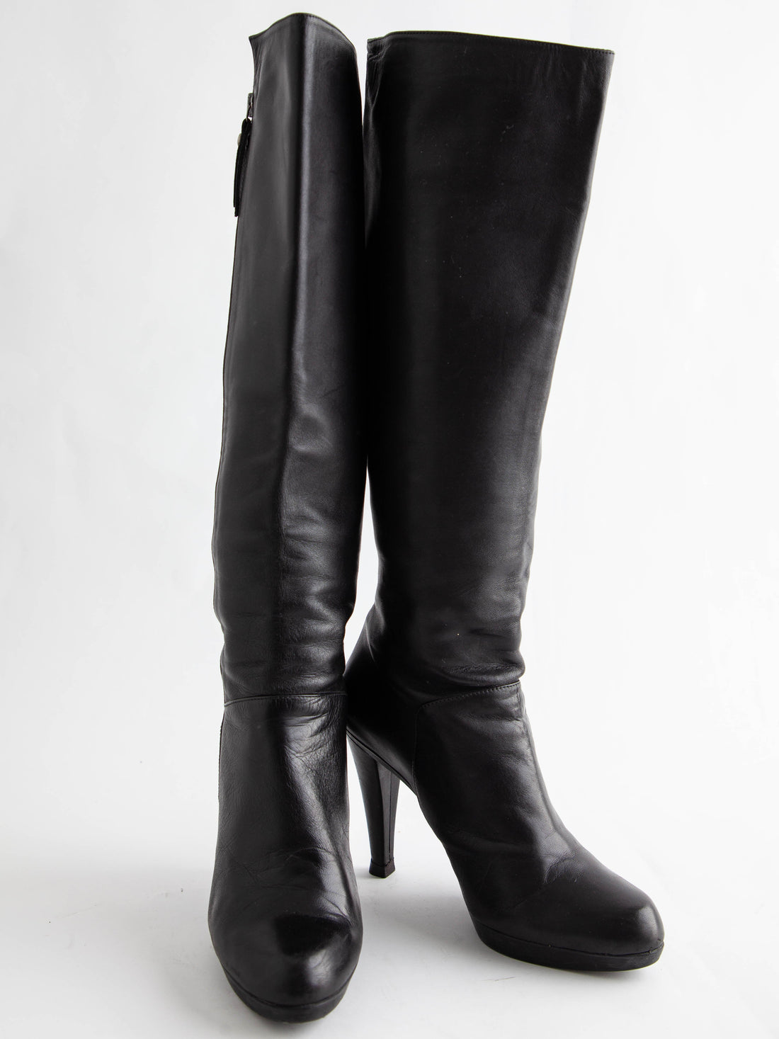 Good Russell Bromley Black Leather Knee-High Boots Size 38