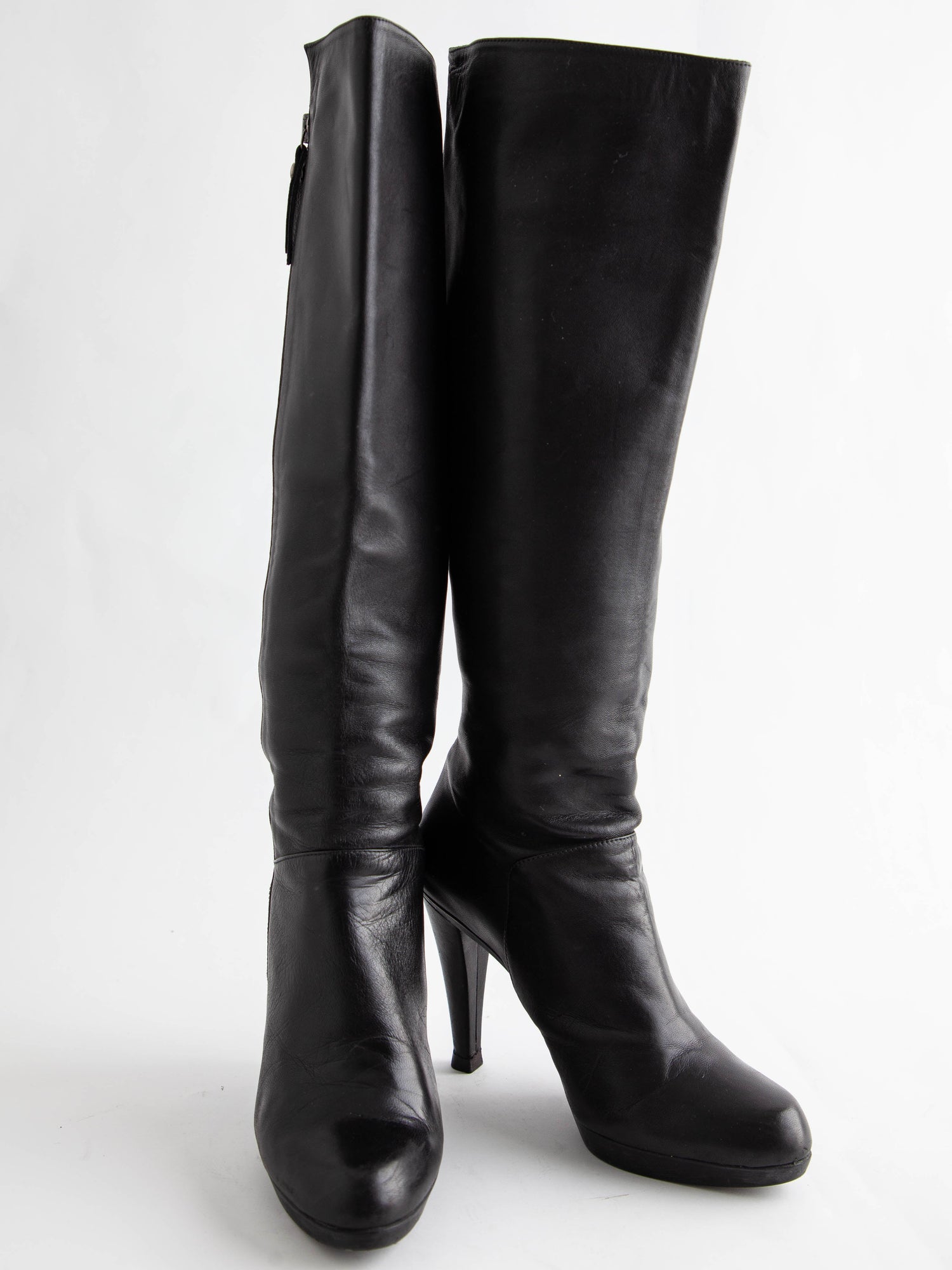 Good Russell Bromley Black Leather Knee-High Boots Size 38