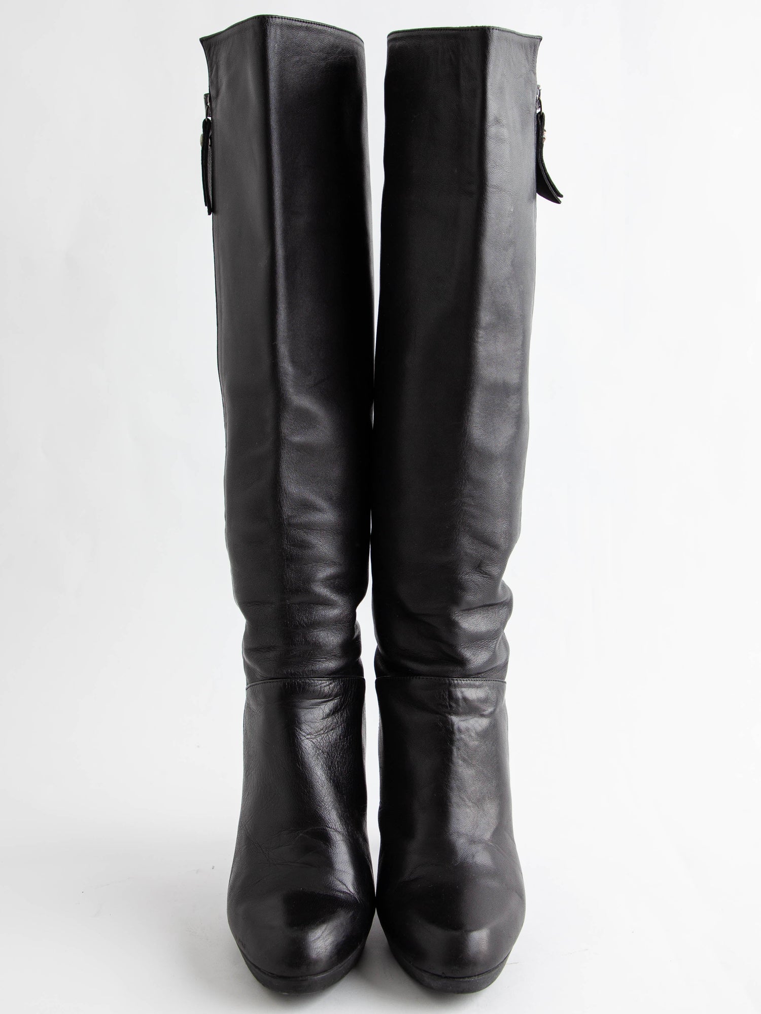 Good Russell Bromley Black Leather Knee-High Boots Size 38