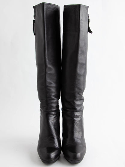 Good Russell Bromley Black Leather Knee-High Boots Size 38