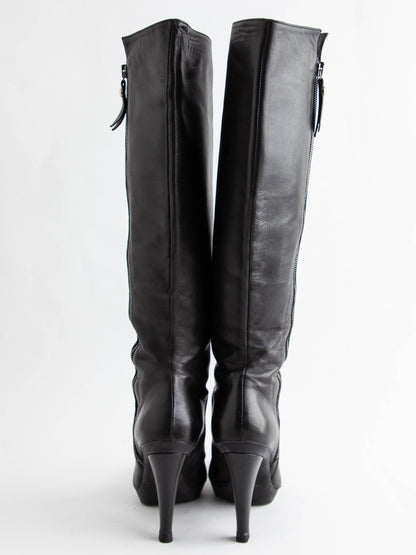 Good Russell Bromley Black Leather Knee-High Boots Size 38