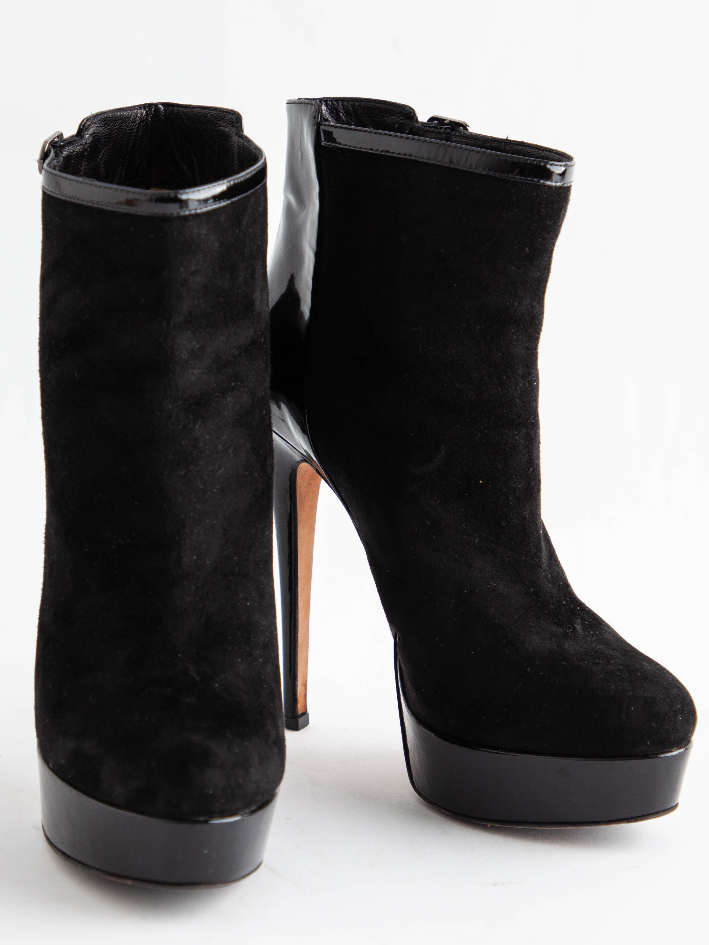 Good Ballin Black Leather High-Heeled Ankle Boots Size 36
