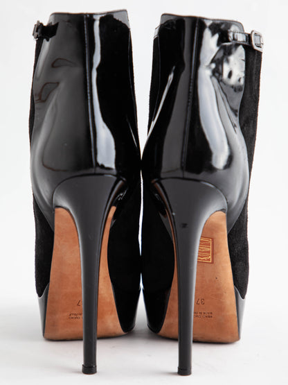 Good Ballin Black Leather High-Heeled Ankle Boots Size 36