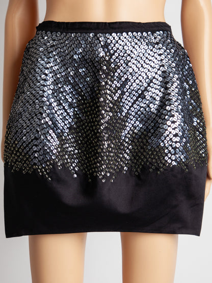 Good Pinko Black Sequined Skirt Silk Blend Women&
