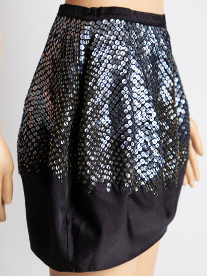 Good Pinko Black Sequined Skirt Silk Blend Women&