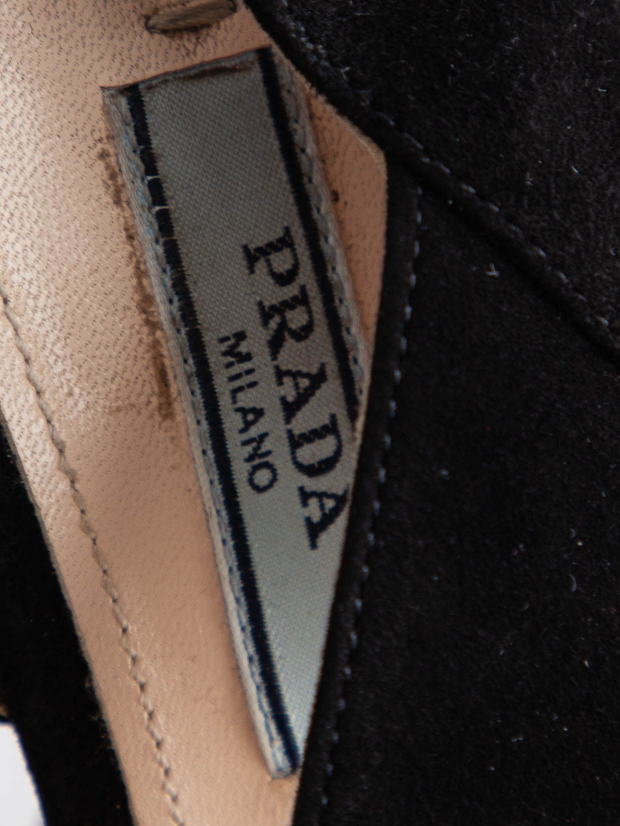 Excellent Prada Black Genuine Suede Slingback High Heels Size 36
