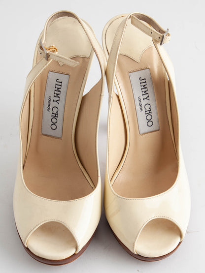 Good Jimmy Choo London White Peep-Toe High Heels Size 35